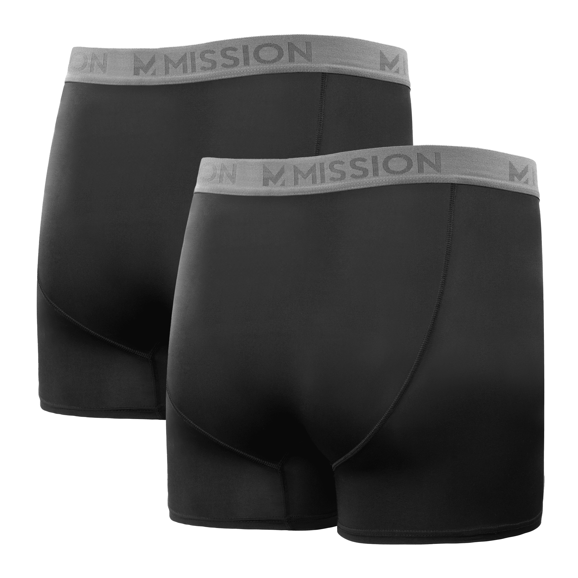 MISSION Men's Boxer Brief 5 inch 2pk - Black/Black - LG