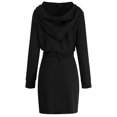 thumbnail image 3 of Femmes à Capuche à Fermeture Éclair Robe à Manches Longues Taille Cordon Mode Hoodie de Couleur Unie Robes de Pull, 3 of 7