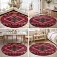 thumbnail image 4 of Round Rugs 4Ft, Red Western Round Area Rug Washable Indoor Throw Carpet, Southwestern Geometric Ethnic Art Soft Non Slip Circle Rug for Kitchen Nursery Room Home Decor Aesthetic, 4 of 8