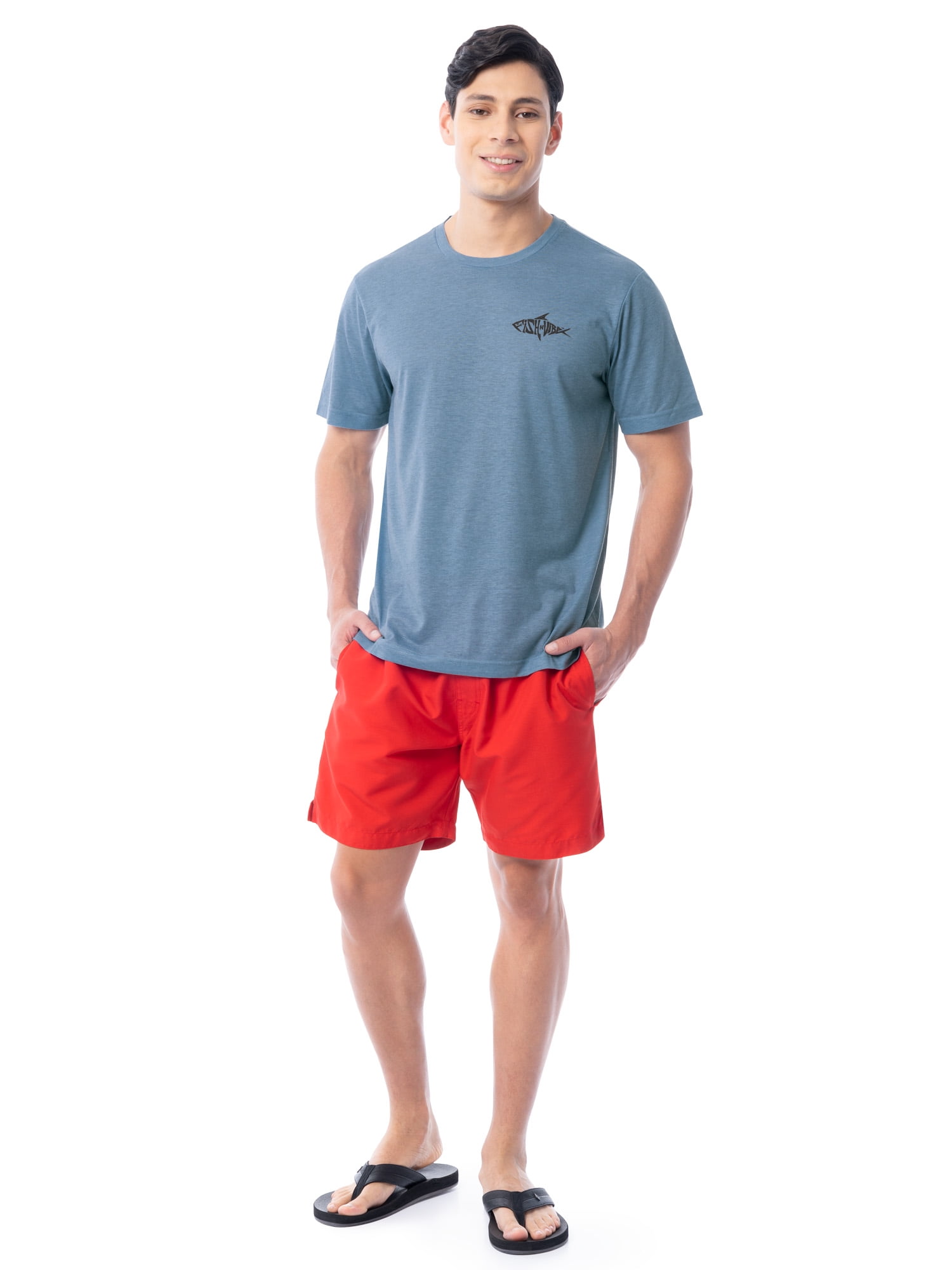 Fish N Vibe Men's Short Sleeve Fishing Performance Outdoor Graphic T-Shirt, Blue Shadow, M