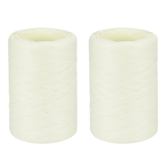 Raffia Paper Ribbon 98 Yard Raffia String Paper Rope Handmade Paper Craft Cord Milky White / 2 Pcs
