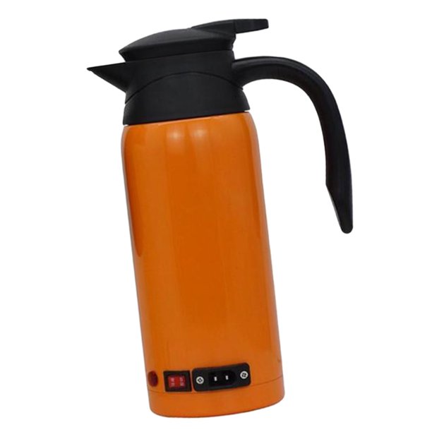 Electric Kettle for Car Portable Stainless Boil Bottle 12V/24V Orange
