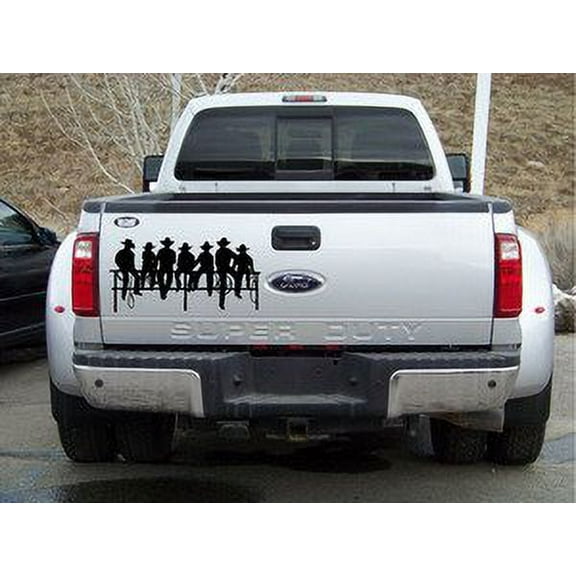 Decal ~ COWBOYS SITTING ON FENCE ~ AUTO DECAL, TRUCK DECAL 7.5" X 15"