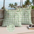 thumbnail image 3 of Watercolor Floral Outdoor Pillow Covers 24x24 Set of 2,Waterproof Patio Throw Pillowcase Protectors,Spring Flowers Leaves Botanical Green Plaid Decorative Pillow Shams Cushion Covers for Bed Couch, 3 of 8
