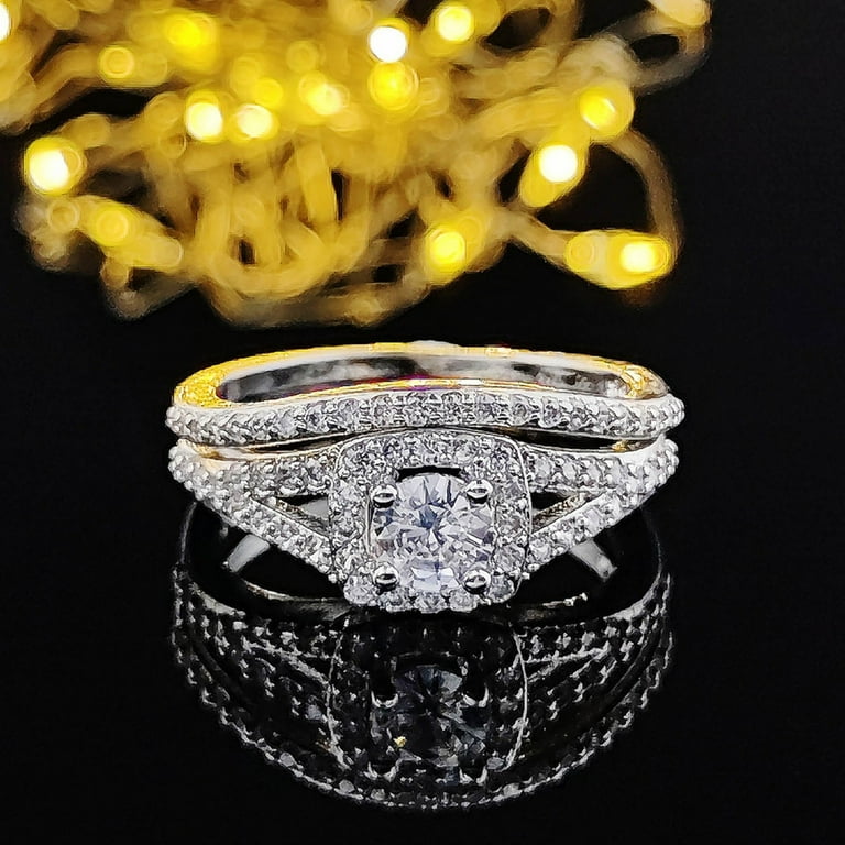 Mother s Day Sale Clearance New Ring Design Silver Color Wedding Ring Set For Women Engagement Finger Gift Banquet Jewelry