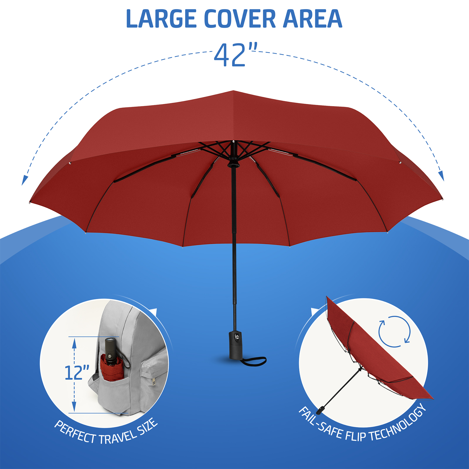 Buy RainMate Compact Travel Umbrella, Windproof Umbrella, Auto Open