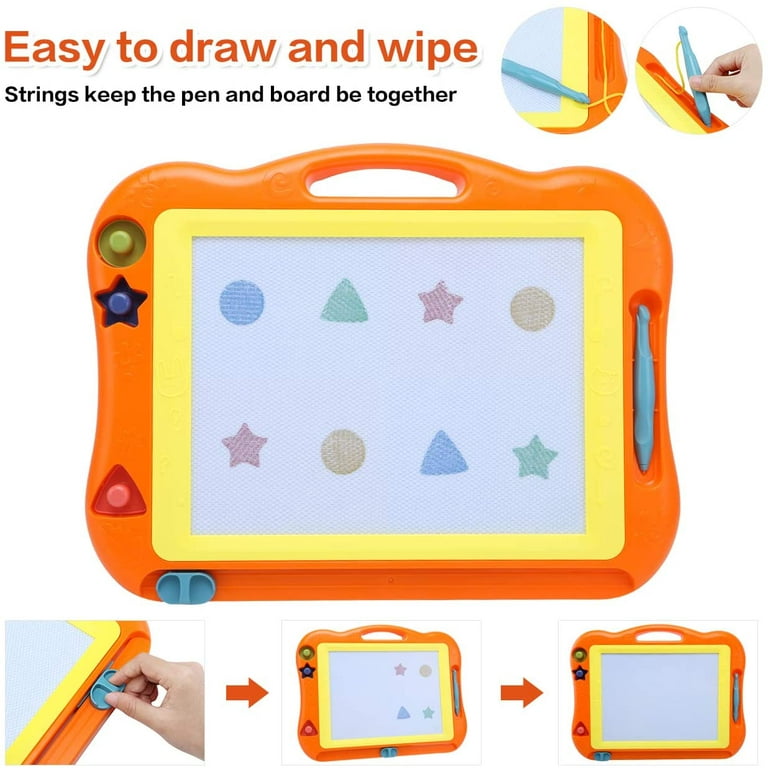 BABLOCVID Magnetic Drawing Board Toddler Toys for Boys Girls, 17 inch Magna Erasable Doodle Board for Kids Colorful Etch Education Sketch Doodle Pad