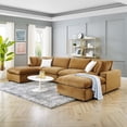 thumbnail image 1 of Modway Commix 6-Piece Down Filled Overstuffed Performance Velvet Sectional Sofa in Cognac, 1 of 5