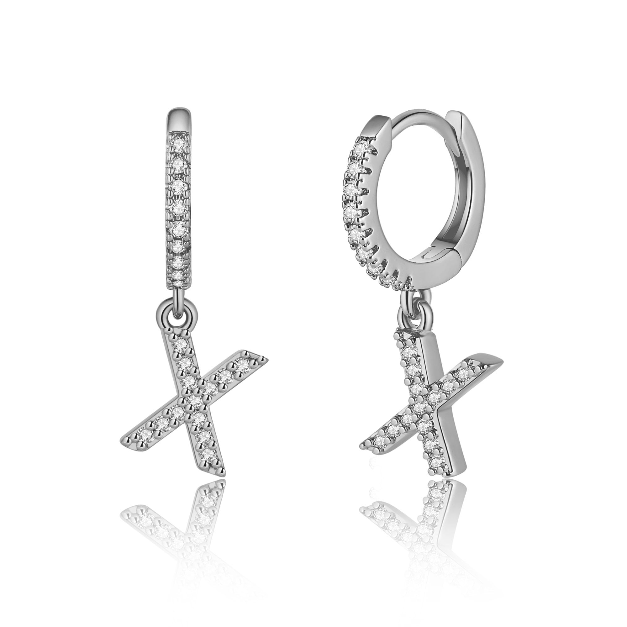 925 Sterling Silver Huggie Hoop Cross Earrings Womens Girls Jewellery Gift 