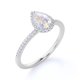 thumbnail image 4 of JeenMata Delicado Anillo de 1 Quilate con Halo de Moissanita y Piedra Lunar Arcoíris en Forma de Lágrima en Oro Blanco de 18 K sobre Plata, 4 of 6