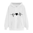 thumbnail image 2 of Makaor Pullover Sweatshirts for Women Pockets Hooded Tops Heart Long Sleeve Tees Fleece Cute Fall Winter Clothes, 2 of 3