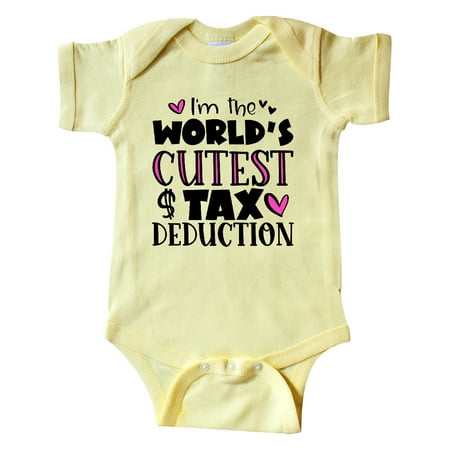 

Inktastic I m the Worlds Cutest Tax Deduction Pink Hearts Gift Baby Boy or Baby Girl Bodysuit