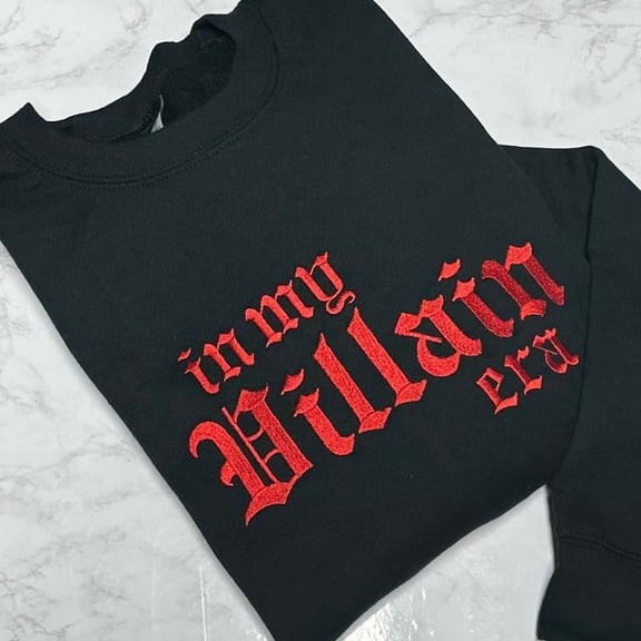 RED In My Villain Era Embroidered Crewneck Sweatshirt