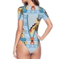 thumbnail image 4 of Balery Women'Sgiraffe Come Out From Zipper Crew Neck Round Neck Short Sleeves Slim Fit Casual Basic Extender Bodysuit Daily Jumpsuit T Shirts-Medium, 4 of 9