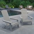 thumbnail image 3 of Merrick Lane Set of 2 Poly Resin Folding Adirondack Lounge Chair - All-Weather Indoor/Outdoor Patio Chair in Gray, 3 of 16