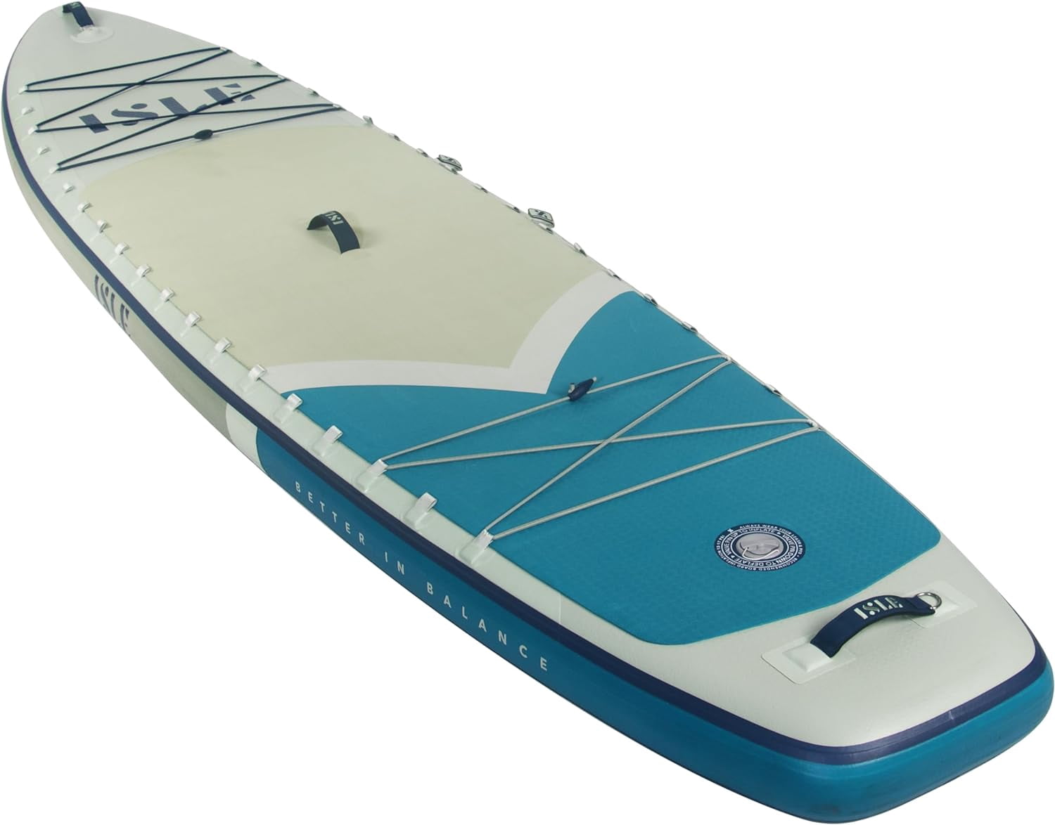ISLE Explorer Inflatable Stand Up Paddle Board & iSUP Bundle 11'6"x 6"- Sea Ice/Seafoam/Deep Sea