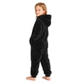 thumbnail image 4 of Cethrio Girls Fleece One-piece Pajamas, Long Sleeve Full Zip Warm Hooded Winter Loungewear Jumpsuit Size 13-14 Years Black, 4 of 5