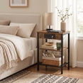 thumbnail image 5 of JIOABL 3-Tier Side Table with USB & AC Charging Station, Adjustable Shelves, Multi-Use for Living Room & Bedroom, Rustic Brown, 5 of 8