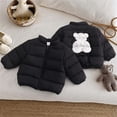 thumbnail image 4 of Kids' Stand Collar Zip Puffer Jacket, Bear Applique On the Back and Padded Warm Construction, Side Pockets, Kids Winter Outerwear, 1‑8 Years, Toddler Jacket Black 1-2 Years, 4 of 7