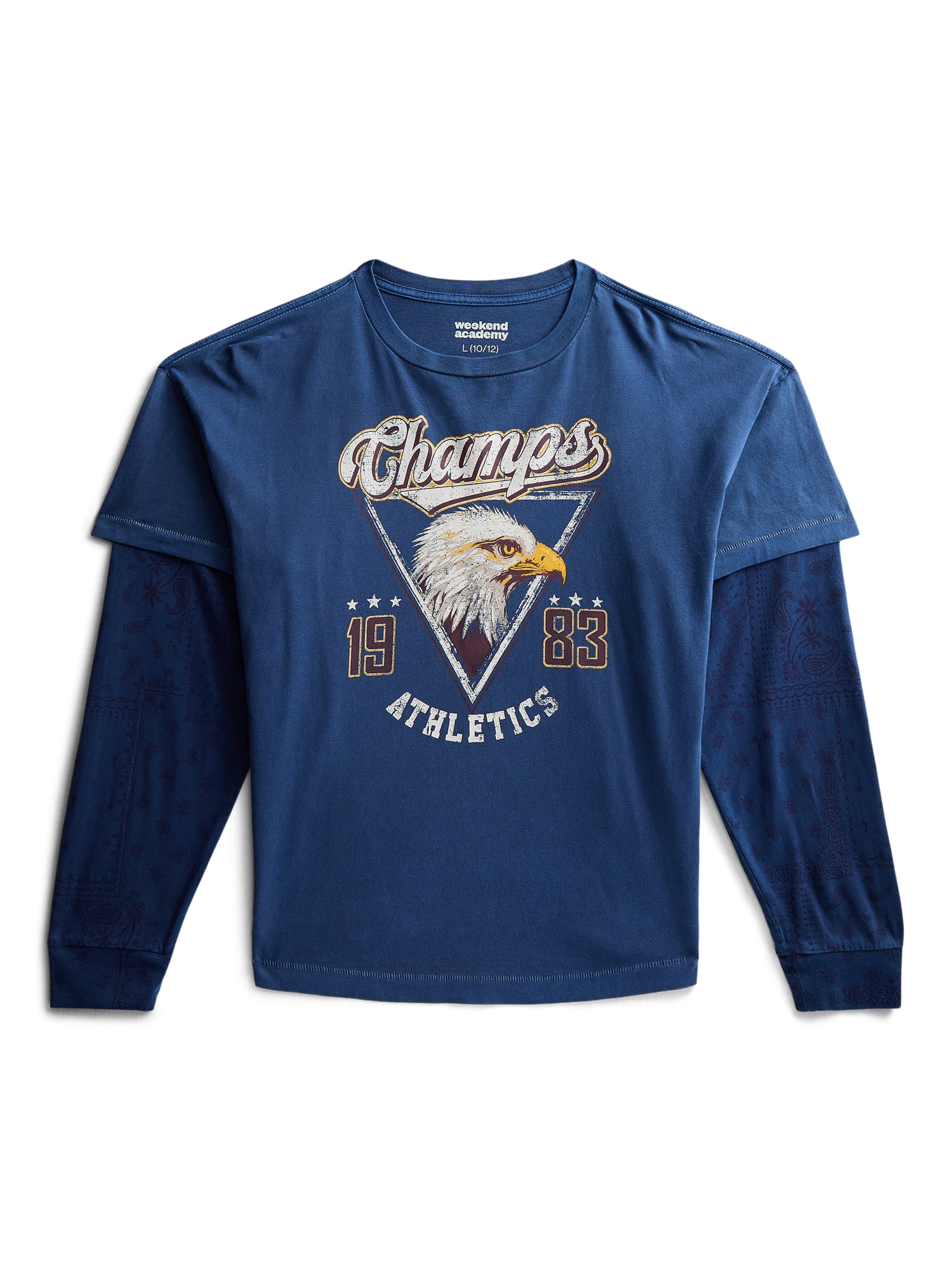 Weekend Academy Boys Layered Graphic Tee with Long Sleeves, Sizes 4-18