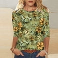 thumbnail image 5 of T-shirts for Women Graphic Print 3/4 Length Sleeve Tops Crewneck Casual Base Tee Shirt Summer Clothes (XL, Yellow 01), 5 of 5