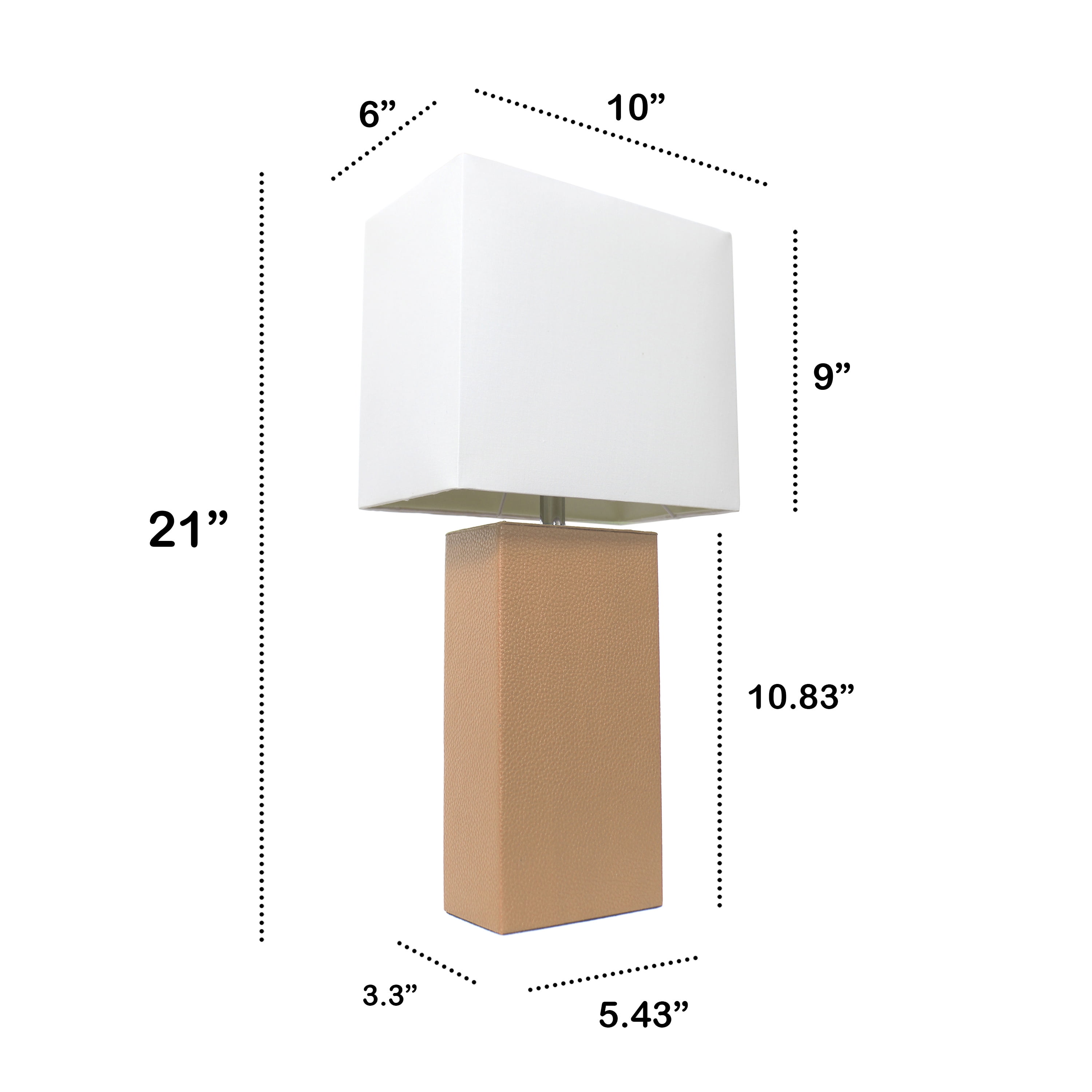 Lalia Home 21" Leather Modern Bedside Table Lamp with LED Bulb, Beige