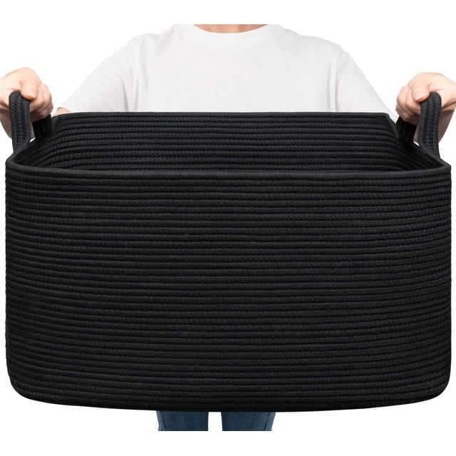 Cuerda grande de algodón negra Goodpick para ropa sucia, 63 L de capacidad