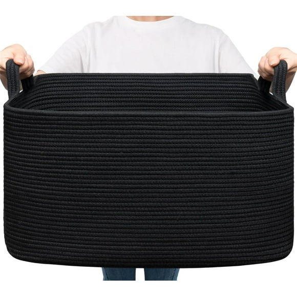 Cuerda grande de algodón negra Goodpick para ropa sucia, 63 L de capacidad