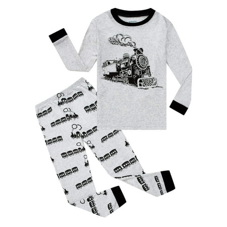 

Train Little Boys Long Sleeve Gray Pajamas 100% Cotton Clothes Size 5