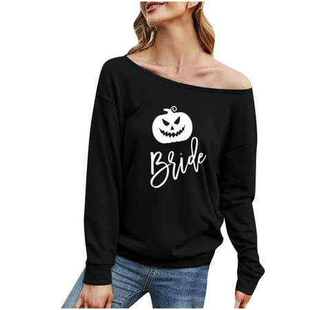 

Ziloco Long Sleeve Round-Neck Blouses & Shirts Womens Oversized Tshirts Women Fashion Casual Print Slant Collar Long Sleeve T-Shirt Corset Top