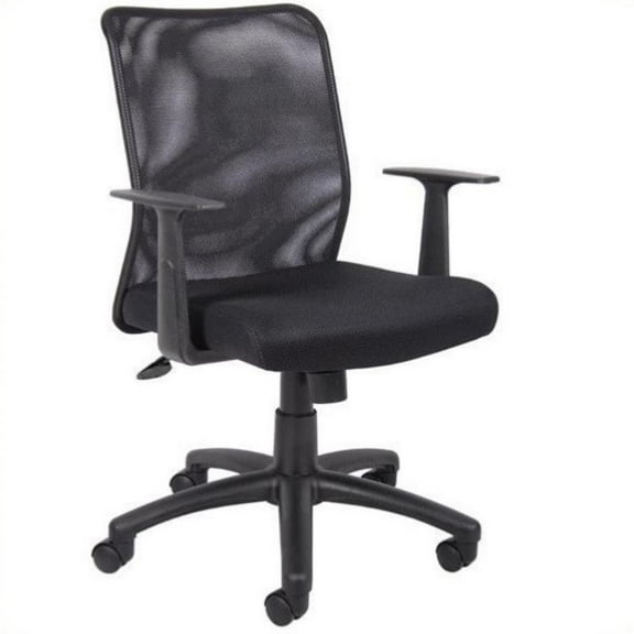 UrbanPro Contemporary Fabric Mesh Task Office Chair with T-Arms in Black