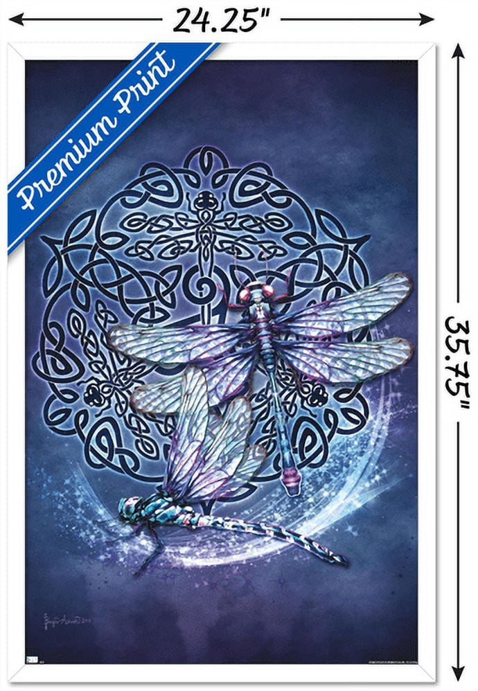 Brigid Ashwood - Celtic Dragonfly Wall Poster, 22.375" x 34", Framed