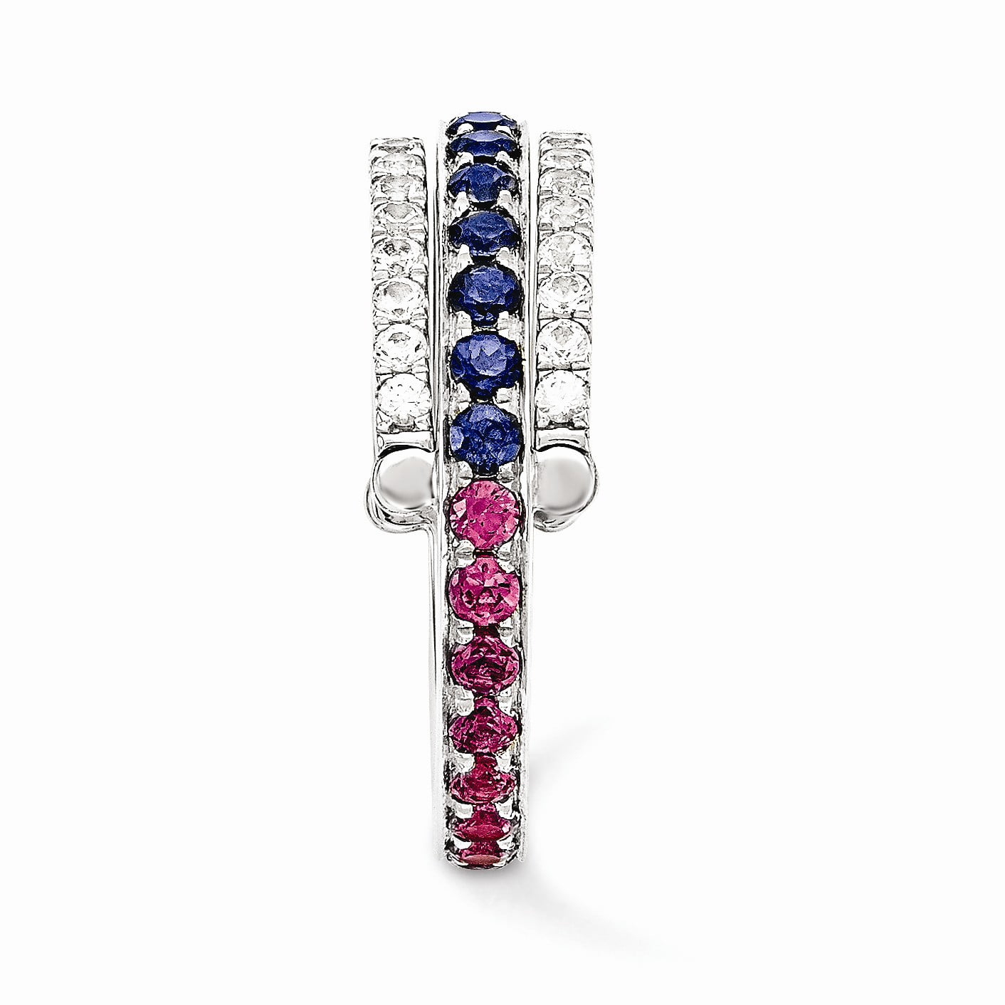 Sterling Silver Stackable Expressions Cr Pink/Blue/White Sapphire Flip Ring  - Size 6