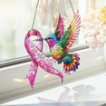 thumbnail image 4 of ViciArt Breast Cancer Awareness Hummingbird Acrylic Suncatcher, 9” Pink Ribbon Stained Glass Window Hanging, 4 of 4