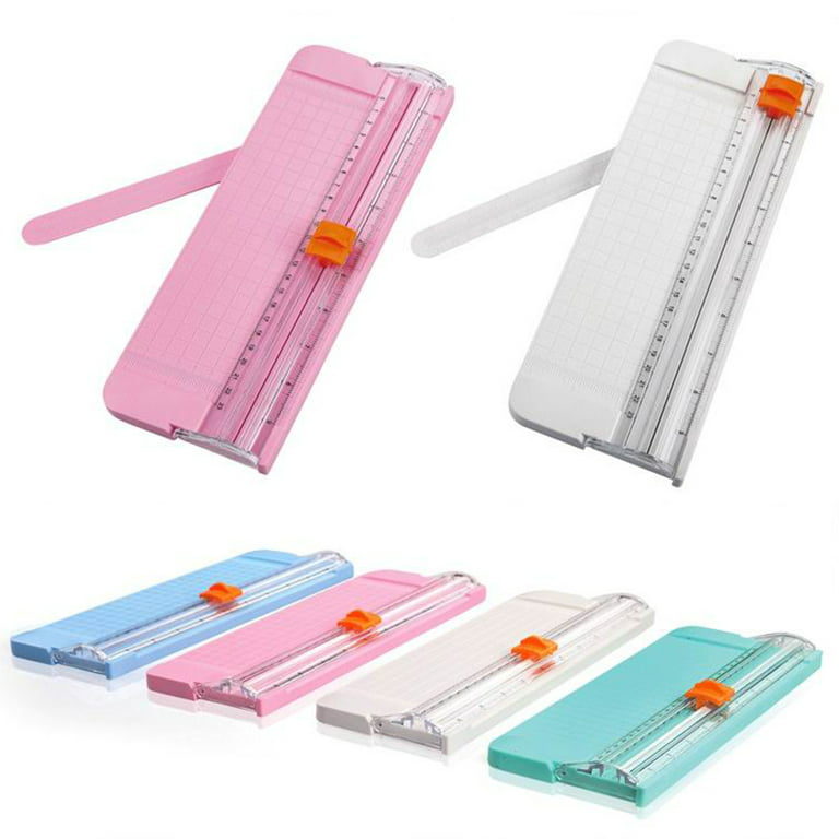857a5 Paper Cutter Sliding Portable Mini Trimmer with Foldable Ruler for Craft Blue ABS Metal, Size: 22
