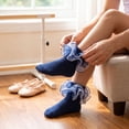 thumbnail image 2 of Abcomgle Toddler Girl Socks with Big Ruffle Lace Frilly Turn Cuff Dress Socks | Uniform Back To School Wedding Wear Size 18M - 9 Years Navy, 2 of 6