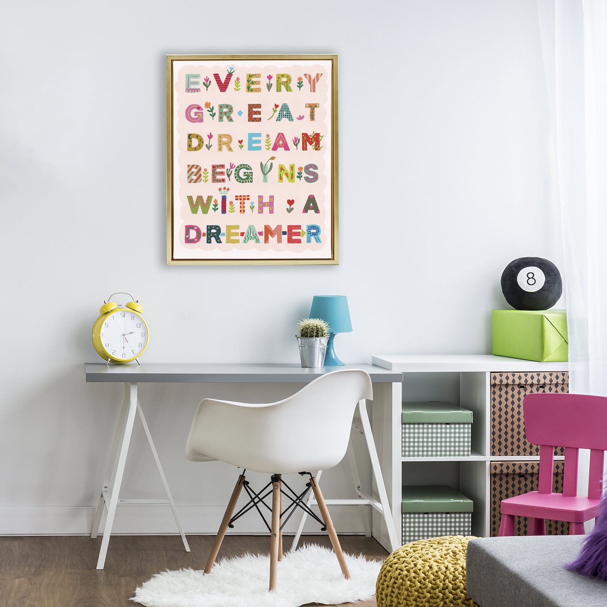 Stupell Industries Every Great Dream Gold Framed Floater Canvas Wall Art, design by Kamdon Kreations