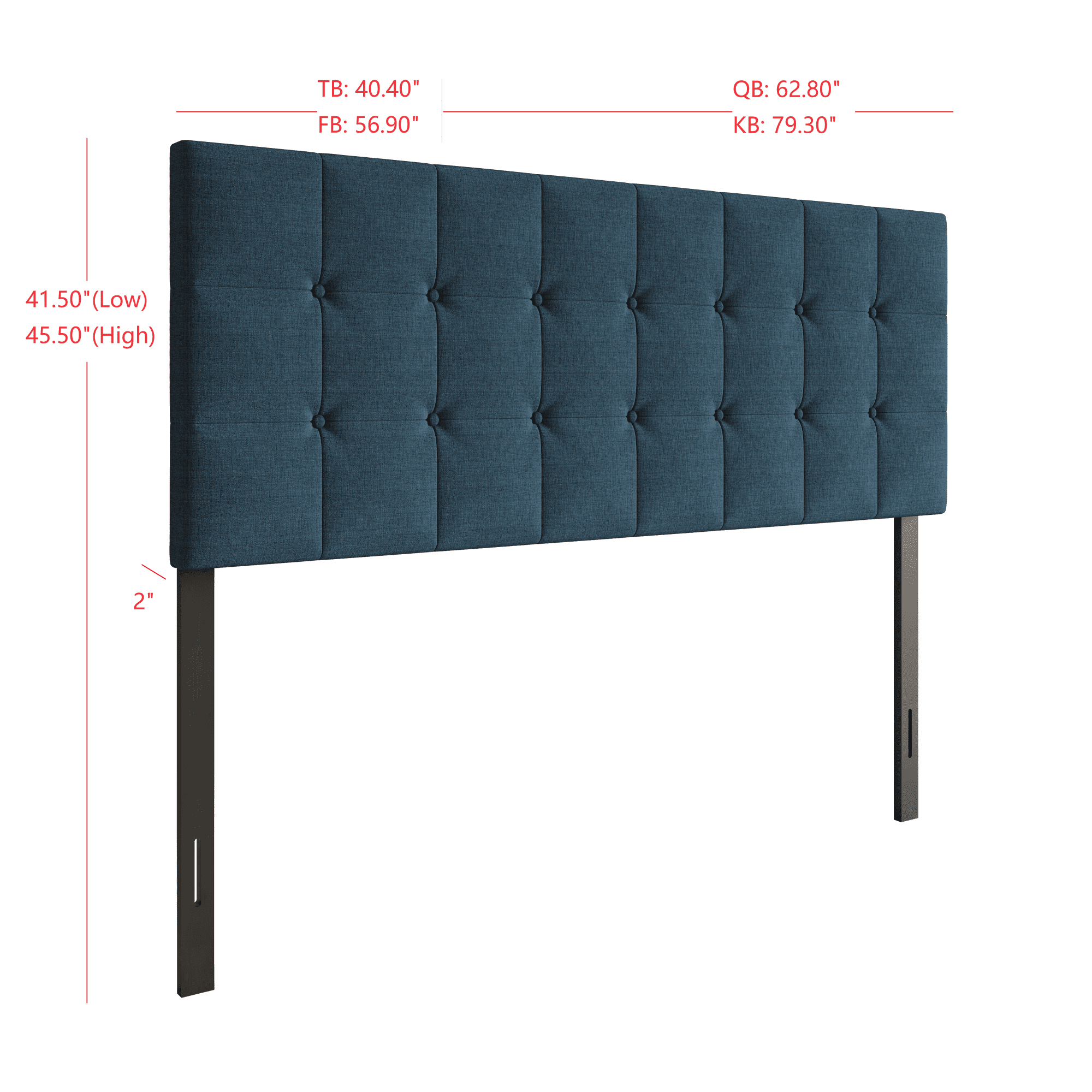 Home Design Ecorse Twin Tufted Upholstered Headboard with Button Tufting and Foam Padding, Denim Blue, Easy Assembly