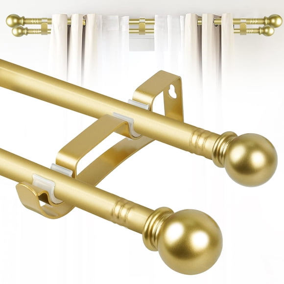 Juego de Barra Doble Para Cortinas Guankai 152-305 cm Dorado Diámetro 1.6 cm