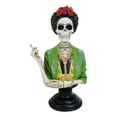 thumbnail image 4 of Mexican Painter Smoking Lady Frieda Skeleton Portrait Bust Day Of Dead Statue, 4 of 5