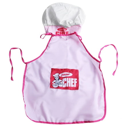 

Childs Kids Chef Hat Apron Cooking Baking Boy Girl Chefs Junior Gift (Pink)