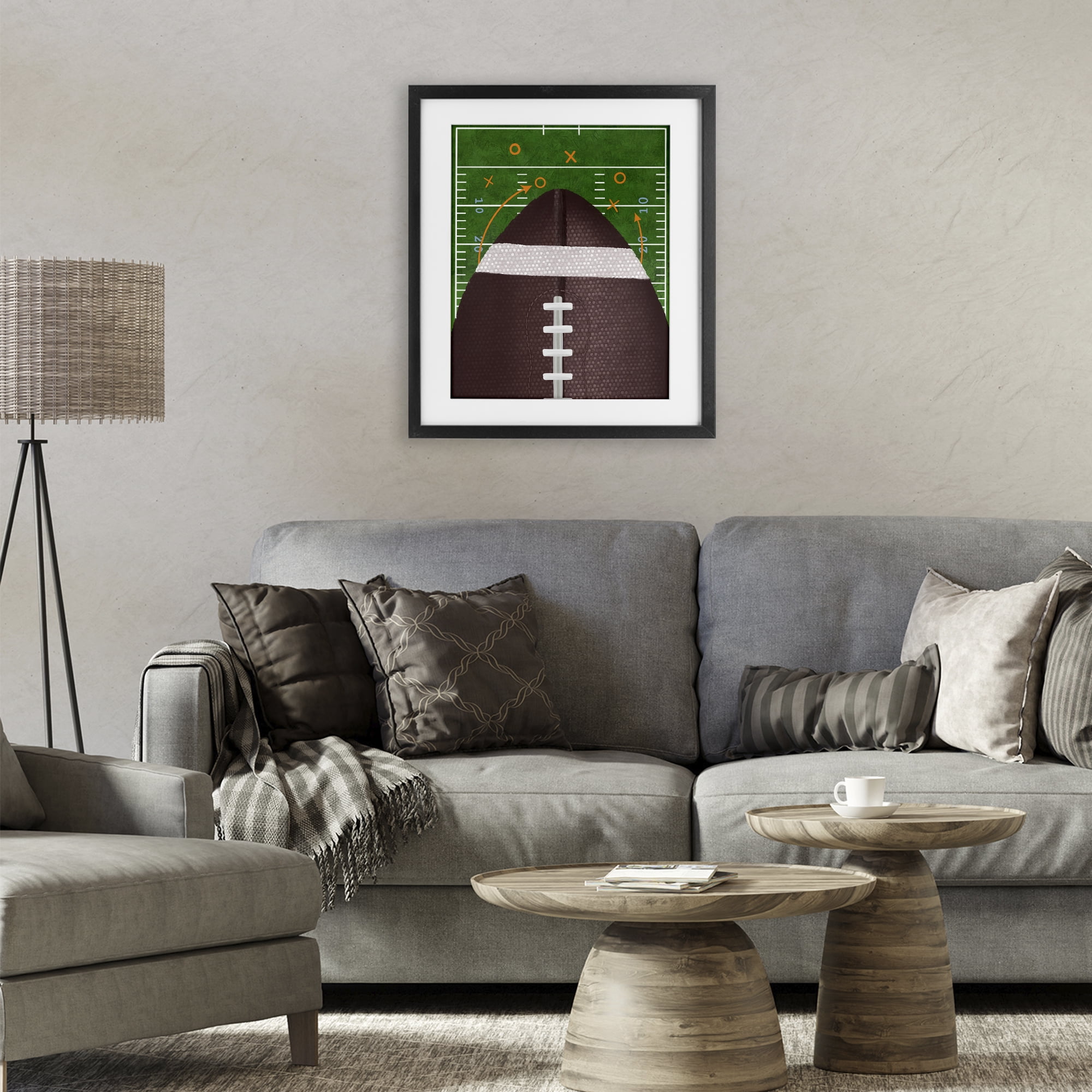 Stupell Industries Football Field Tactics Black Framed Print Under Glass, design by Jennifer Stith