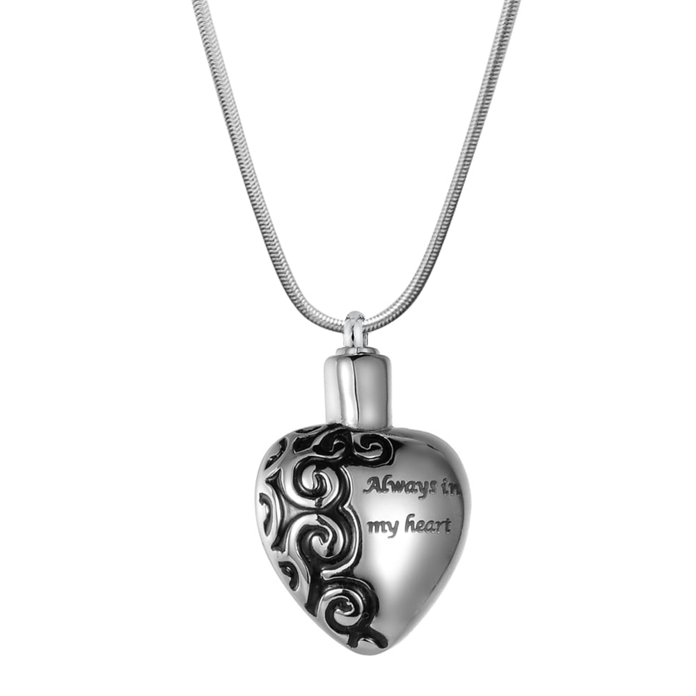 Always In My Heart Ashes Container Holder Cremation Necklace Memorial Pendant Cremation Urn