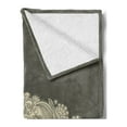 thumbnail image 2 of Oriental Soft Flannel Fleece Throw Blanket, Half Mandala with Rich Floral Curls Traditional Vintage Motif, Cozy Plush for Indoor and Outdoor Use, 50" x 70", Beige and Dark Taupe, by Ambesonne, 2 of 5