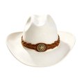 thumbnail image 2 of Unisex Western Cowboy Hat with Wide Brim Fedora Style Felt Jazz Cap for Autumn Winter Parties Daily Wear, 2 of 4