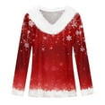thumbnail image 4 of Women'S Petite Tops V Neck Long Sleeve Christmas Theme Loose Womens Tee,Red,S, 4 of 5