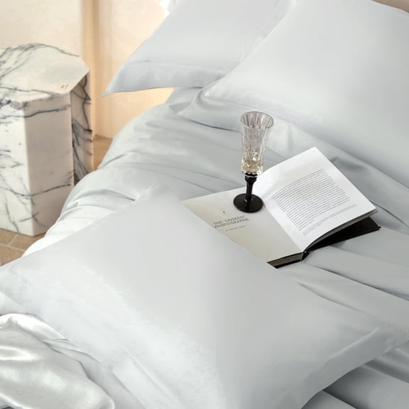 DCSKY Queen Size 1600TC Egyptian Cotton Duvet Cover Set , Silky Smooth Comfort , 90x90 Inch 3-Piece Light Gray