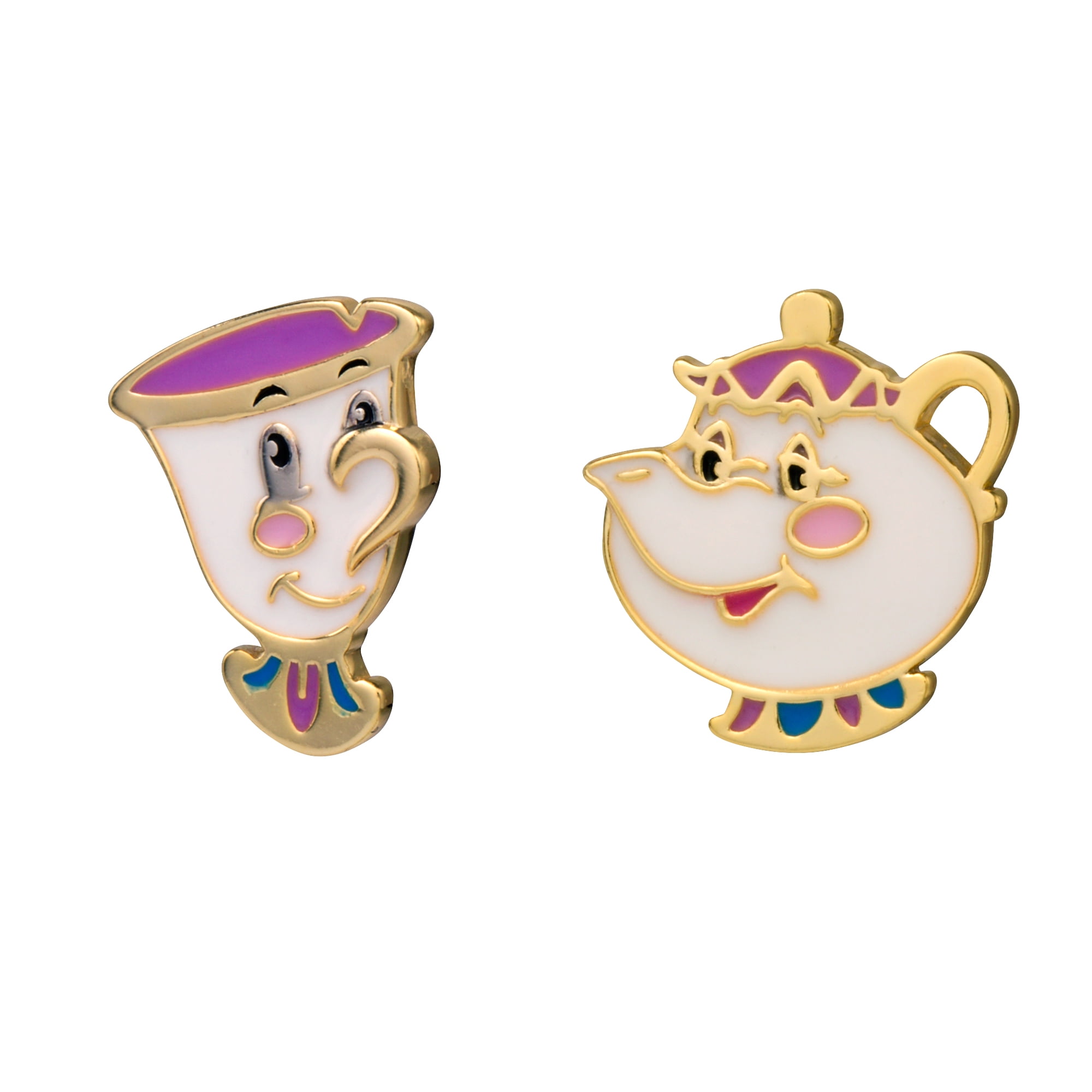 Beauty and The Beast Mrs Potts and Chip Stud Earrings Collectors Gift Uk Seller 