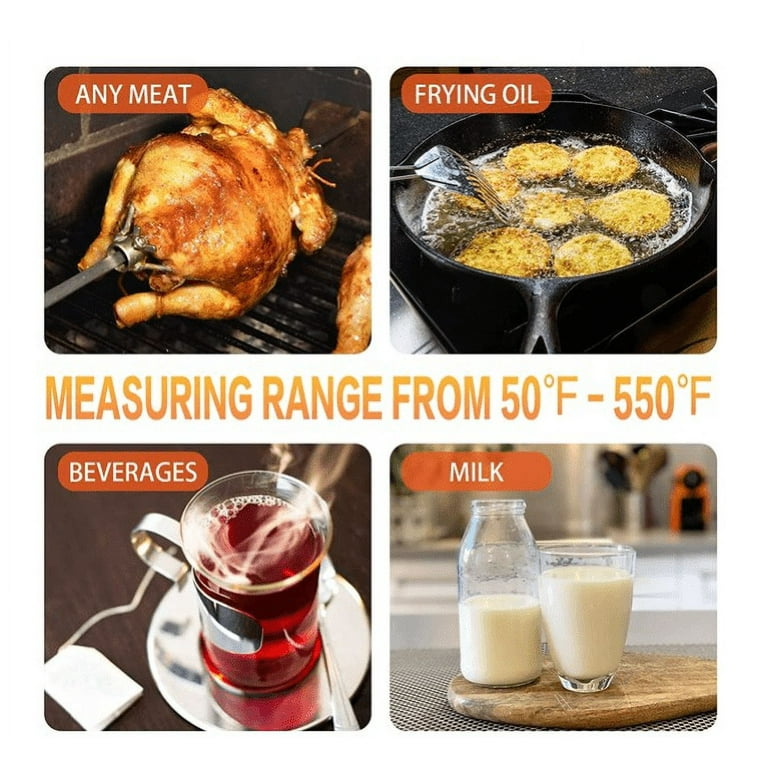 Oil Thermometer Deep Fry, Stainless Steel Meat Cooking Thermometer with  Clip and 15.7 inch Long Probe, Instant Read Kitchen Thermometer for Deep Frying  Candy Turkey BBQ Grill 