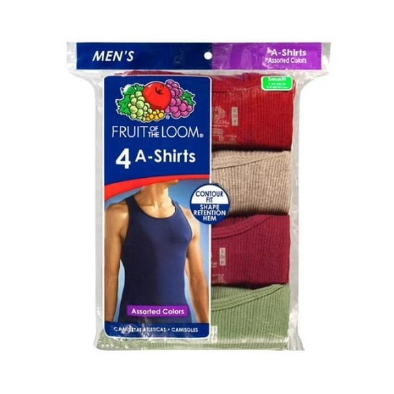 Fruit of the Loom Men's A-Shirt 4 Pack Assorted,Large